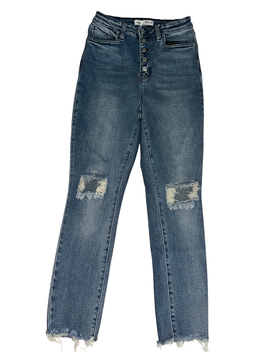 YMI Dream Women’s 13/31 High Rise Distressed Straight Leg Button Fly Jeans